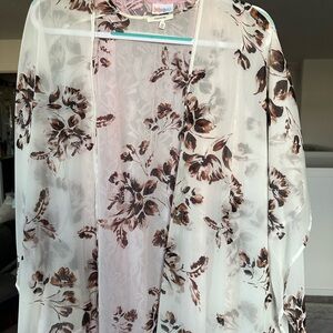 Maurices Floral Sheer Kimono - Brown and Cream
